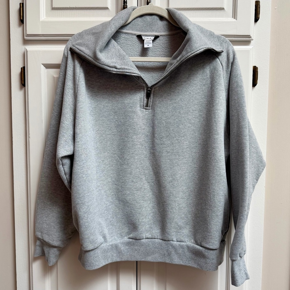 Athleta Easy Fleece 1/4 Zip Pullover Sweatshirt Gray Size Medium